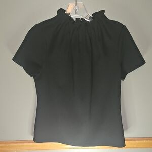Ann Taylor Black Ruffled Blouse